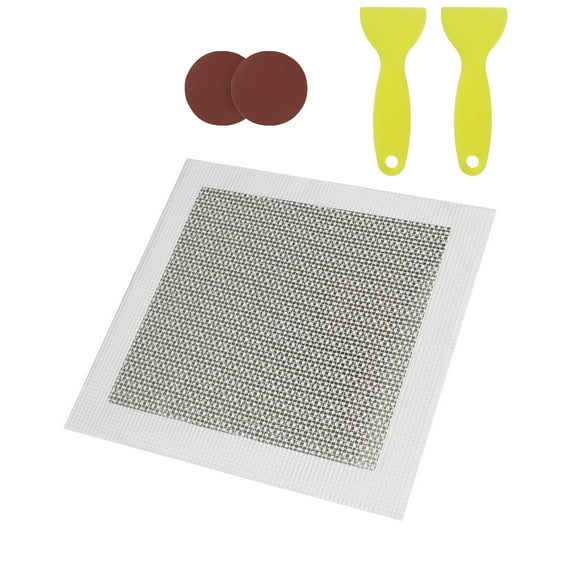 KFFKFF 16-Piece Wall Restoration Set, Aluminum Wall Mending Patches of 4/6/8 inches, Bundle with 2 Scraping Tools & 2 Sanding Papers, Self-Sticking Patches for Wall Imperfections like Holes