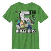 Minecraft Boys' Happy 6th Birthday Graphic T-Shirt, Kelly Green,