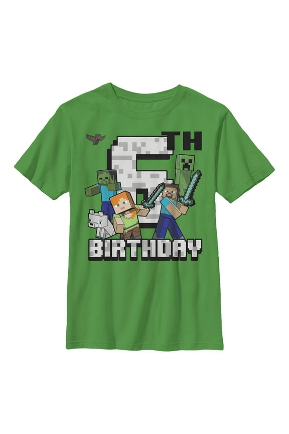 Boys' Happy 6th Birthday Graphic T-Shirt, Kelly Green,