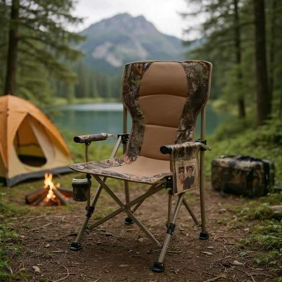 Resenkos Portable Camping Chair with 400 LBS Metal Frame and Anti-Slip Feet, Camping Chairs for Adult Hiking Fishing Beach