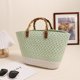 thumbnail image 5 of Bolso de mano tejido para mujer bolsos tejidos con retazos para vacaciones en la playa (verde), 5 of 9