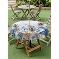 thumbnail image 4 of Outdoor Tablecloths with Umbrella Hole & Zipper, Blue Starfish Coastal Round Tablecloth 54 Inch, Eucalyptus Summer Nautical Shell Waterproof Table Cloth, Patio/Pool/Picnic Table Covers, 4 of 8