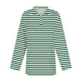 thumbnail image 4 of Shirts for Women Stripes Casual Long Sleeved Button Up Collar Shirt Green 2XL, 4 of 5
