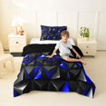 thumbnail image 3 of Manfei 3D Geometric Triangle Twin Comforter Sets, Blue Black Bedding Set, Black Reversible 2pcs, 1 Comforter and 1 Pillowcase, 3 of 6