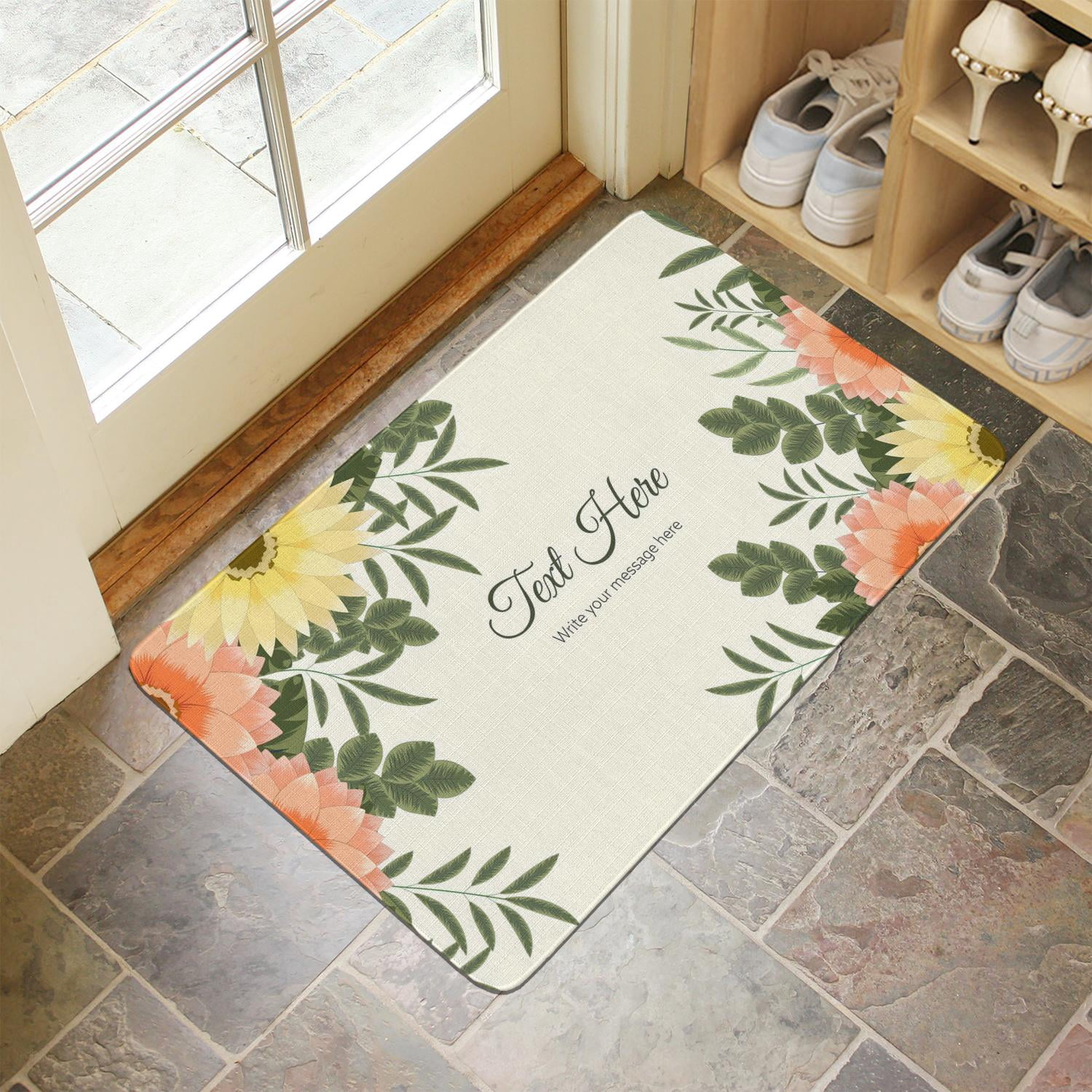 Bohemian Floral Welcome Doormat – 17x30 Inch, Non-Slip Washable, High-Density Woven Surface + Rubber Backing – Perfect For Entryway, Kitchen, Bathroom Or Housewarming Gift