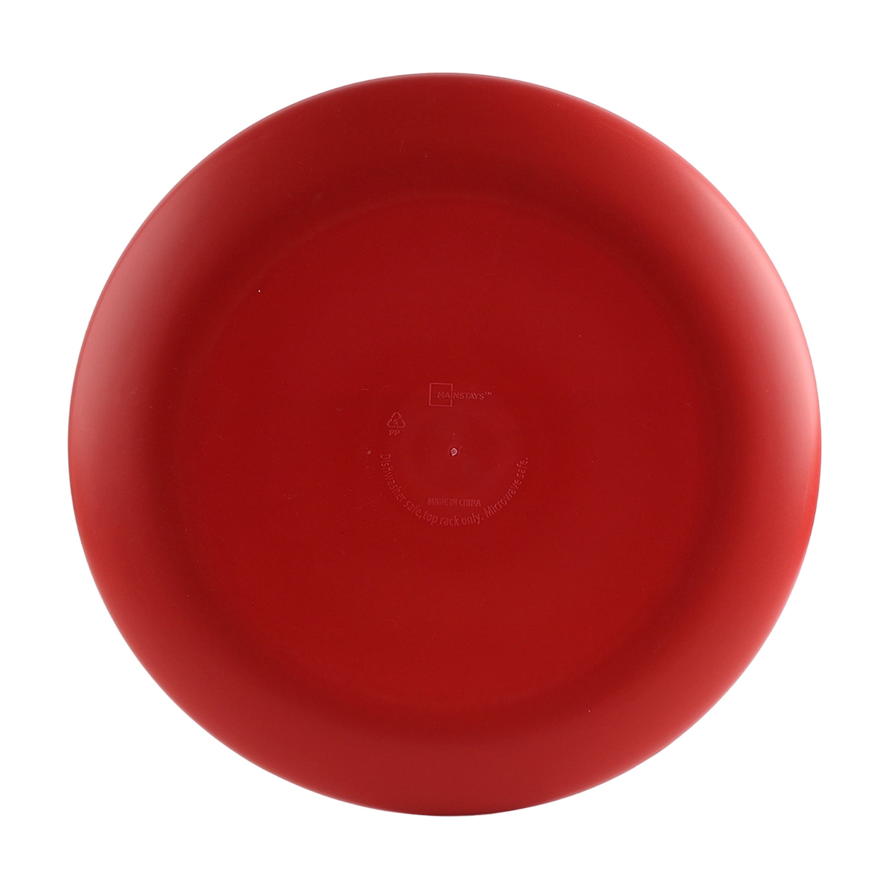(12 pack) Mainstays 10.5 inch Round Plastic Etched Holiday Plate, Red