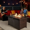 thumbnail image 4 of HOMREST Propane Fire Pit Table, 50 Inch 50,000 BTU Auto-Ignition Gas Fire Pit Table Rectangular /w Glass Wind Guard, Wood Plastic Composites Tabletop, CSA Certification Firepit for Outdoor Patio Lawn, 4 of 11