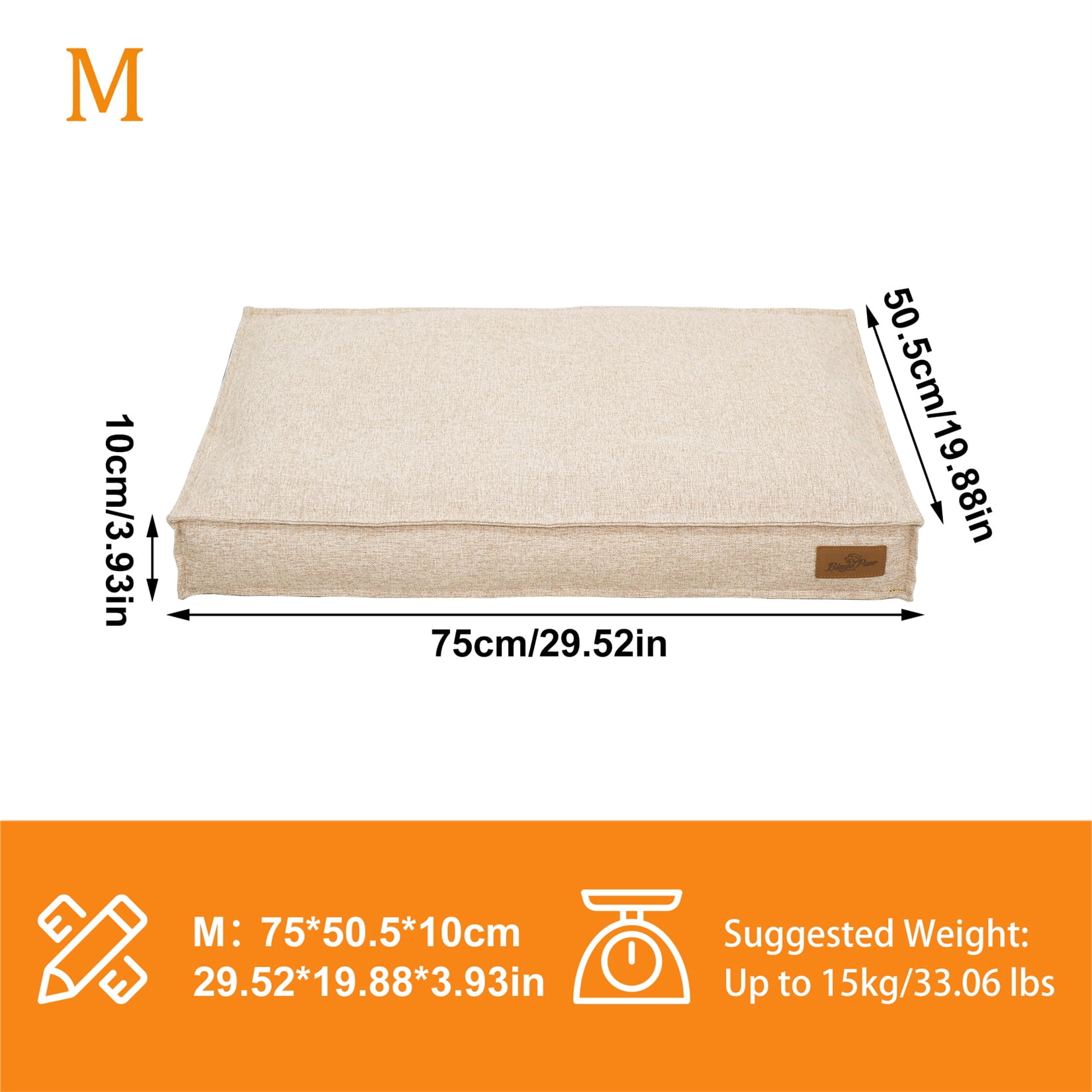 Comfort Dog Bed Pet Pillow Bed Linen Cover Foam Base Cozy Sleep Bed Pet Mat for Cats Kennels M
