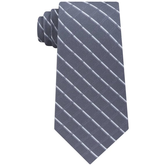 Calvin Klein Mens Shadow Grid Self-tied Necktie, Grey, One Size