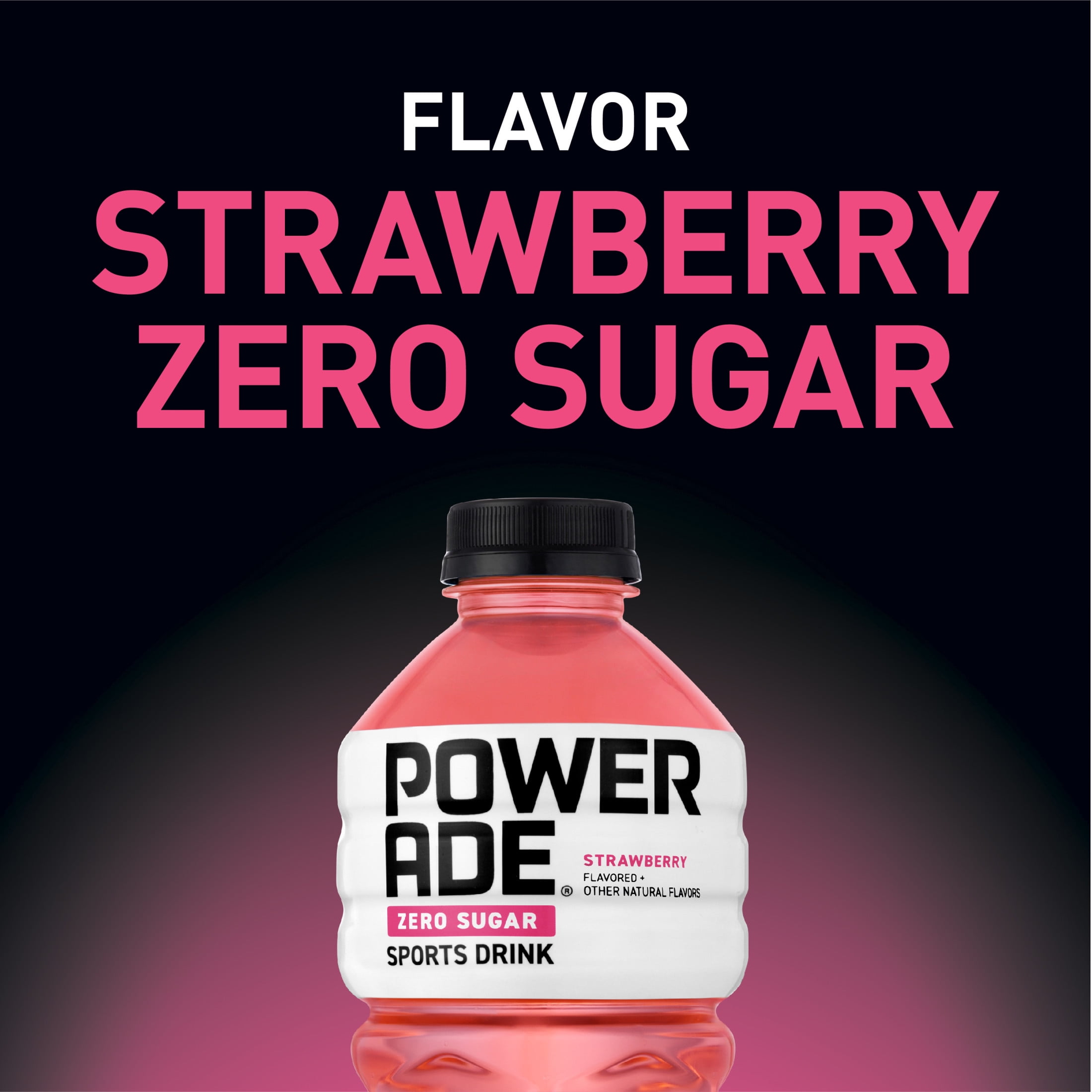 POWERADE Zero Strawberry, ION4 Electrolyte Enhanced Fruit Flavored Zero Sugar Zero Calorie Sports Drink w/ Vitamins B3, B6, and B12, Replinish Sodium, Calcium, Potassium, Magnesium, 28 fl oz