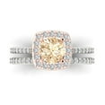 thumbnail image 2 of Clara Pucci 14K White/Rose Gold Round Cut 1Ct Natural Morganite Engagement Ring + Matching Band - Luxury Box Included, 2 of 7