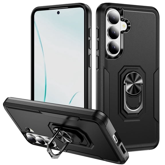 Rugged Shockproof Phone Case compatible with Samsung Galaxy A17 5G, Built-in Rotating Ring Kickstand, Magnetic Car Mount Compatible, Lightweight Slim Protective Bumper