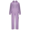thumbnail image 7 of Womens Sweatsuits 2 Piece Sets Drawstring Raglan Hoodies Cargo Sweatpants Wide Leg Track Suits Fall Clothes, XL, 7 of 7