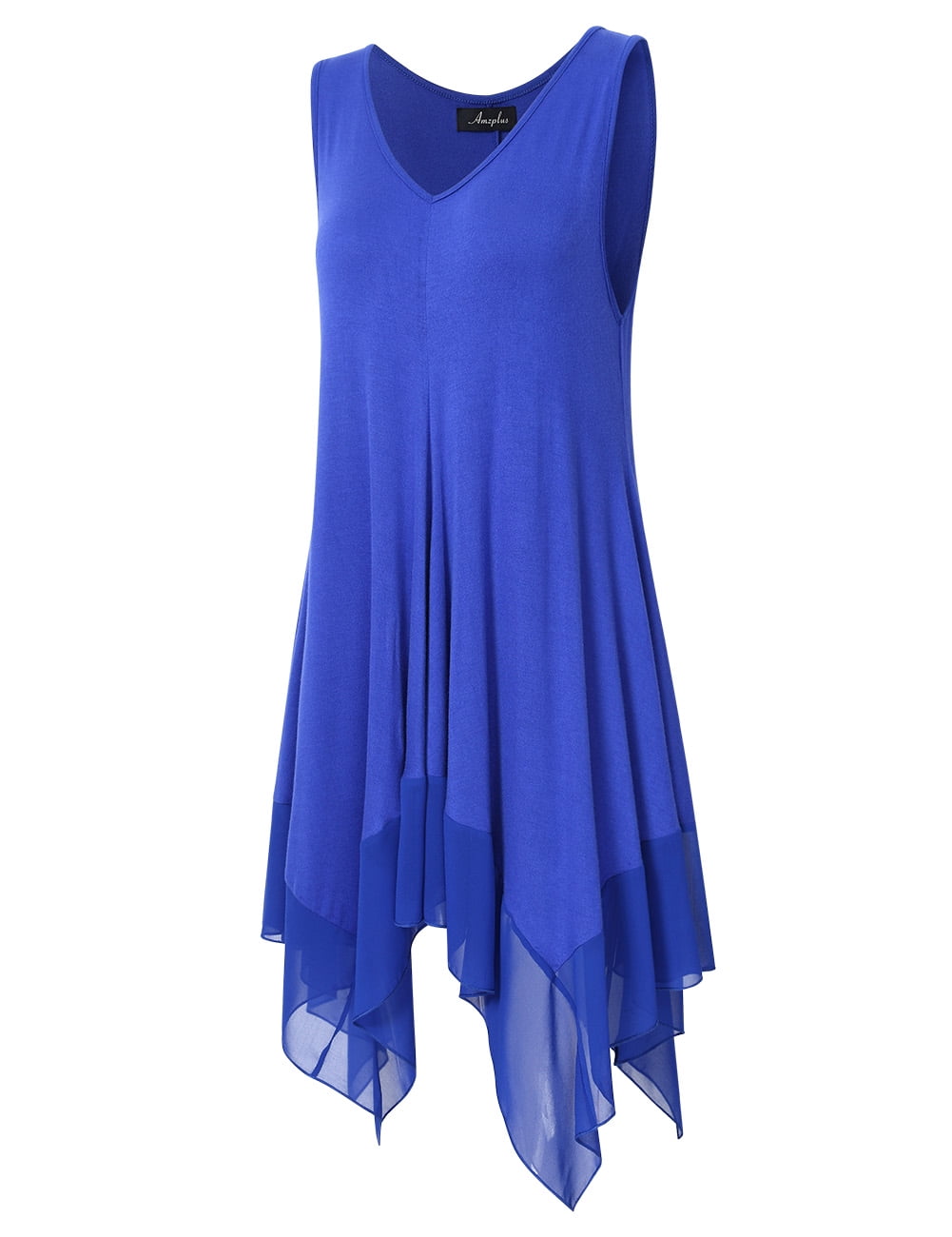 Women Sleeveless Pleated Asymmetrical Plus Size Tunic Tank Top