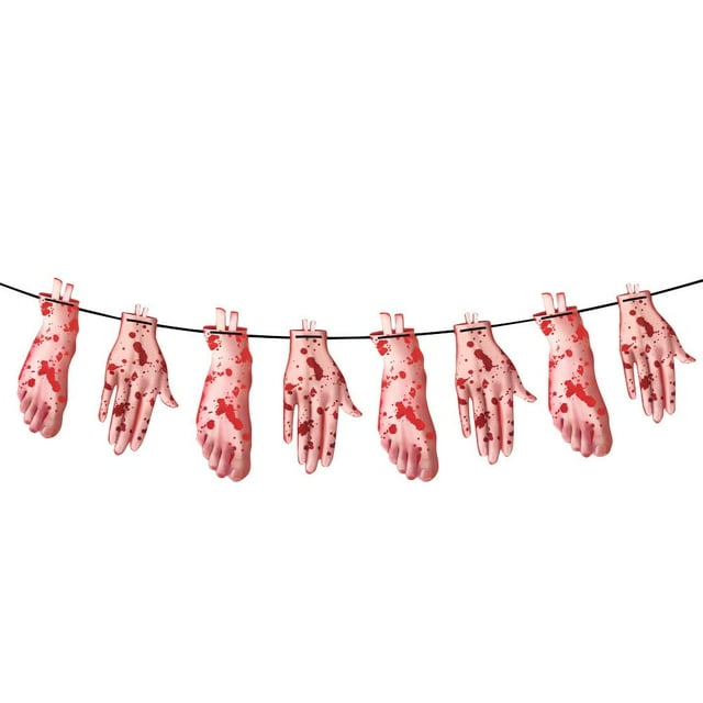 Juego de 2 pancartas de decoración de Halloween aterradoras para crear un ambiente aterrador en su fiesta de Halloween (manos y pies rotos)