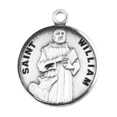 thumbnail image 2 of Sterling Silver Patron Saint St.William Medal Pendant Necklace in 20 Inch Rhodium Plated Stainless Steel Chain, Deluxe Velvet Gift Box - Made in USA, 2 of 4