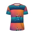 thumbnail image 5 of Wukai Lighthouse and Whale Print Men's Short-Sleeved Mesh T-Shirt,Quick-Dry Short Sleeve Workout T-Shirt-, 5 of 8