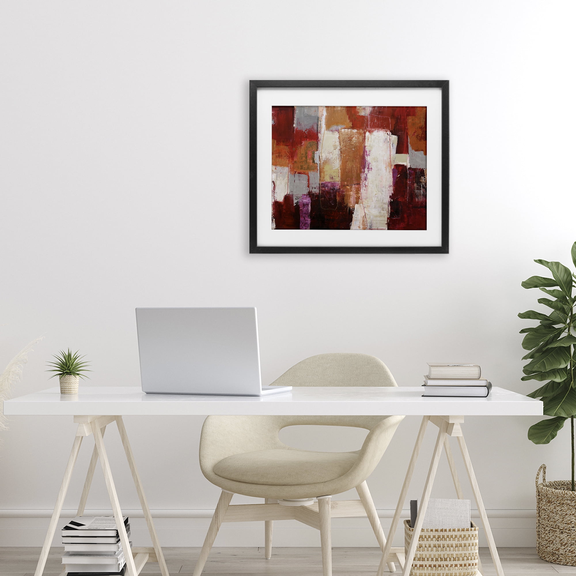 Deconstructed City Abstract Black Framed Print Under Glass, design by Design Fabrikken