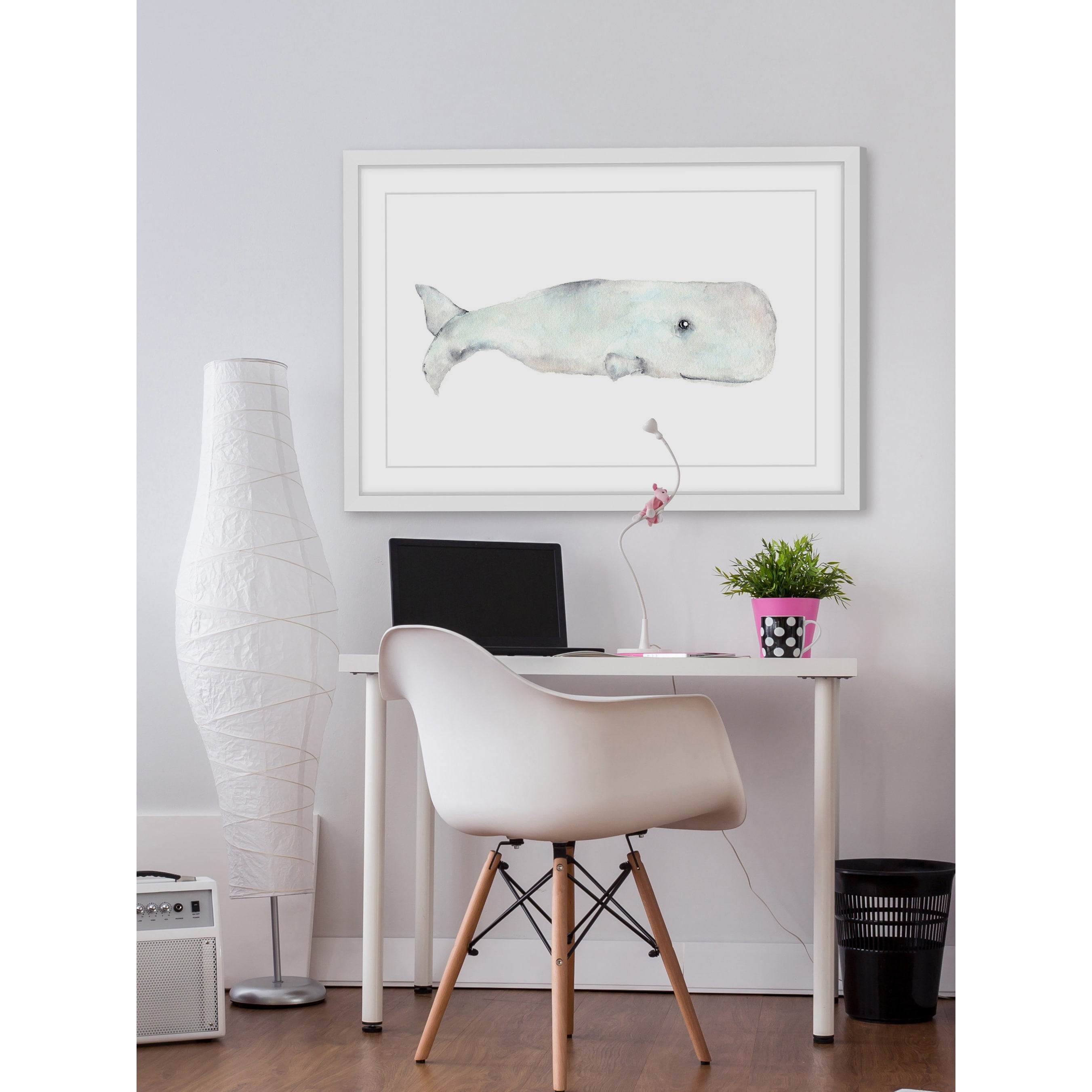 Marmont Hill "Happy Whale" by Thimble Sparrow Framed Painting Print