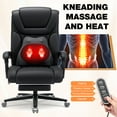 thumbnail image 5 of Hoffree Big and Tall Office Chair, 500lbs Reclining Executive Desk Chair with Heated Massage Backrest, Extra Wide Seat Leather Ergonomic Computer Desk Chair for Home Office, Black, 5 of 11