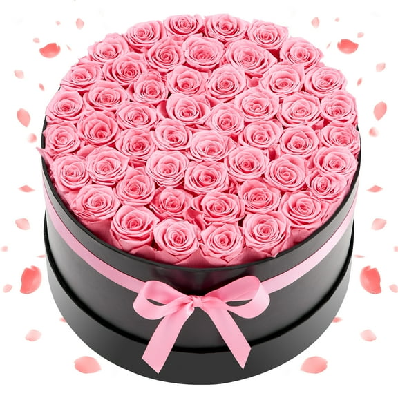 VEVOR Forever Flowers, 50 Preserved Roses in a Box, Eternal Flowers Immortal Bouquet Birthday Present for Delivery Prime Women Her Wife Mothers, Anniversary, Valentine's Day,Christmas, Sweet Pink