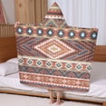 thumbnail image 5 of Boho Red Southwestern Ethnic Pattern Hooded Bath Towel，60"x35" for Ages 3 To 12 Kids, Quick Dry Lightweight Soft Microfiber Hood Beach Towel Cover Up for Kids, 5 of 7