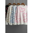 thumbnail image 6 of Heart Print Turtleneck Long Sleeve Loose Fit Sweater (FreeSize, MultiBeige), 6 of 7