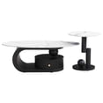 thumbnail image 5 of GZXS 2 Piece Nesting Table Set, Oval Coffee Table with Storage Drawer, Small Round Side Table, White Faux Marble Top with Black Metal Frame, for Living Room & Home Decor, 5 of 8