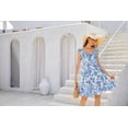 thumbnail image 5 of 2024 Women's Summer Floral Dress Cap Sleeve Smocked Flowy Short Dress Boho Flared Skater Mini Dresses, 5 of 6