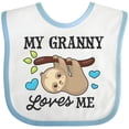 thumbnail image 3 of Inktastic My Granny Loves Me with Sloth and Hearts Boys or Girls Baby Bib, 3 of 4