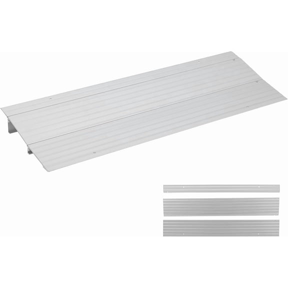 QinaQin 2 Segments Aluminum Threshold Ramp for Doorways,Portable Wheelchair Ramp for Home,Non-Slip Entry Ramp for Mobility Scooters,Walkers,Silver