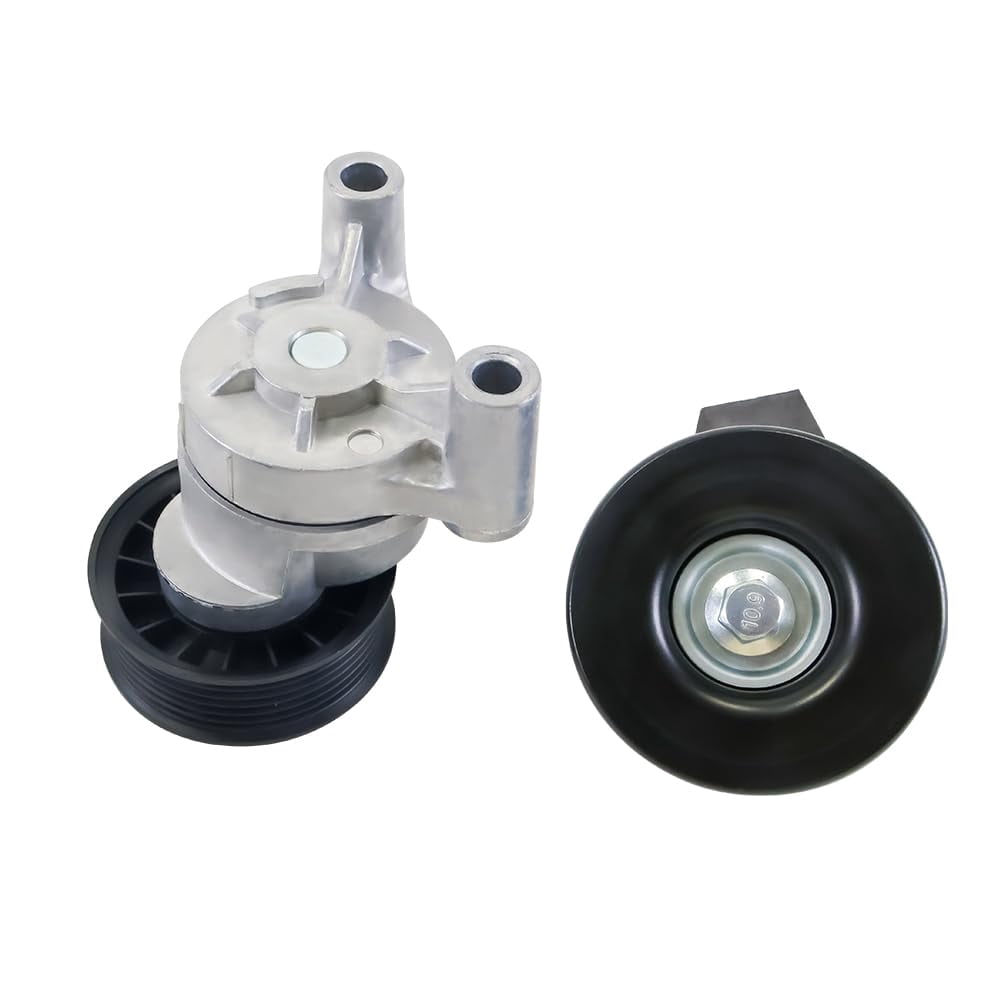 2Pcs Belt Tensioner and Idler Pulley Assembly 39083 36299 For Chevrolet Avalanche Silverado 2009-2019 For GMC Yukon 2009-2019 For Cadillac Escalade 2009-2014