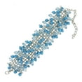 thumbnail image 2 of Faux Turquoise Blue Beaded Fringe Clear Cha Cha Chain Bracelet Silver Tone 8.75" Ladies Adult Female, 2 of 4
