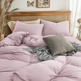 thumbnail image 6 of PURE ERA Duvet Cover Set Jersey Knit Cotton 100%,Ultra Soft 3Piece Bedding Set(Queen, Solid Sakura Pink), 6 of 7