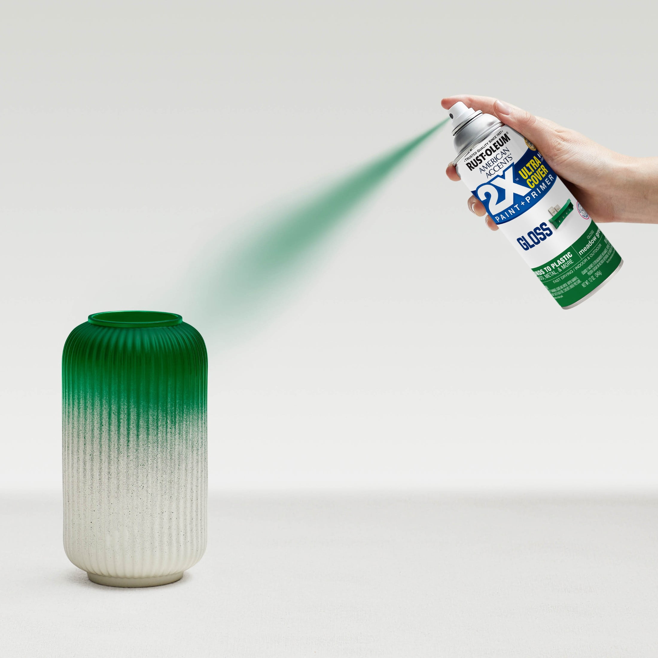 (2 pack) Meadow Green, Rust-Oleum American Accents 2X Ultra Cover Gloss Spray Paint-327897, 12 oz