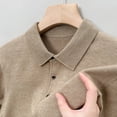thumbnail image 2 of Suéter de lana de otoño para hombre, ropa interior con solapa, blusa, jersey de estilo coreano, top de punto, polo, 2 of 5