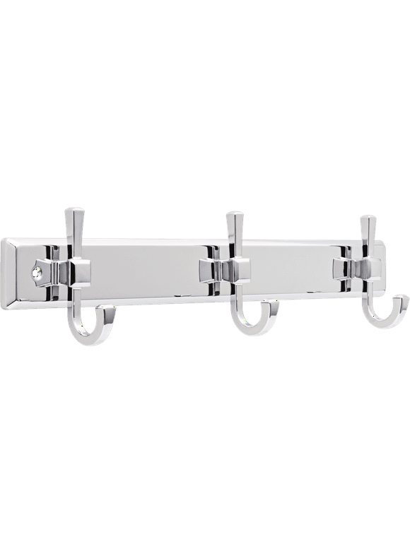 Better Homes & Gardens Chandler 18" Wall Mounted Hook Rack With 3 Hooks, Chrome