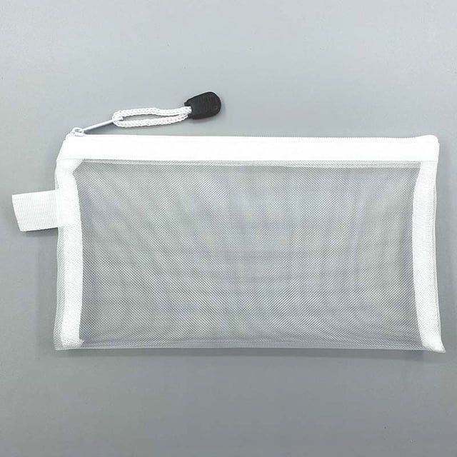 FHBVT Transparent Mesh Exam Pencil Case Portable Stationery Bag Safe Rounded Corners Water-Resistant Clear Visibility Zipper Closure Pen Organizer Student Home Office Exam Supplies Tidy Storage