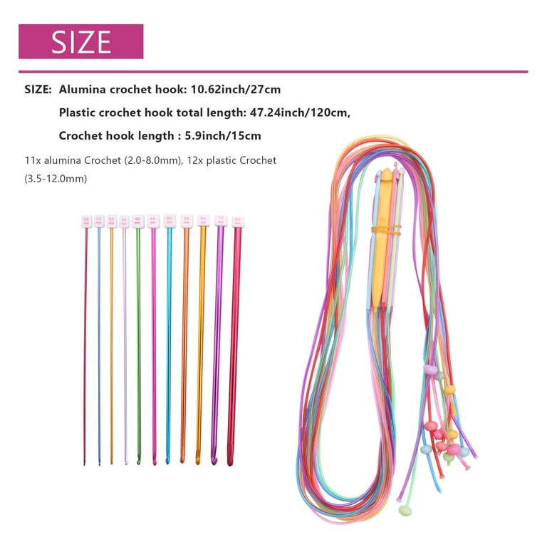 23 Pcs Plastic Cable Crochet Hook and Aluminum Knitting Needles 