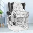 thumbnail image 4 of Soccer Soft Flannel Fleece Throw Blanket, Soccer Ball in Net Goaly Position Sports Competition Spectators Hand Drawn Style, Cozy Plush for Indoor and Outdoor Use, 70" x 90", Black White, by Ambesonne, 4 of 5