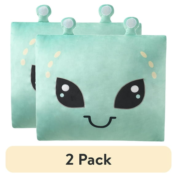 (2 pack) Your Zone Alien Snuggly Decorative Pillow 18" x 18", Teal