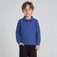 thumbnail image 2 of Boys' Polo Shirt Long Sleeve Boys Dark Blue Button up Shirt Casual Collared Shirts Boys School Uniform Shirts Boys Clothes Size 4-5 Years, 2 of 5