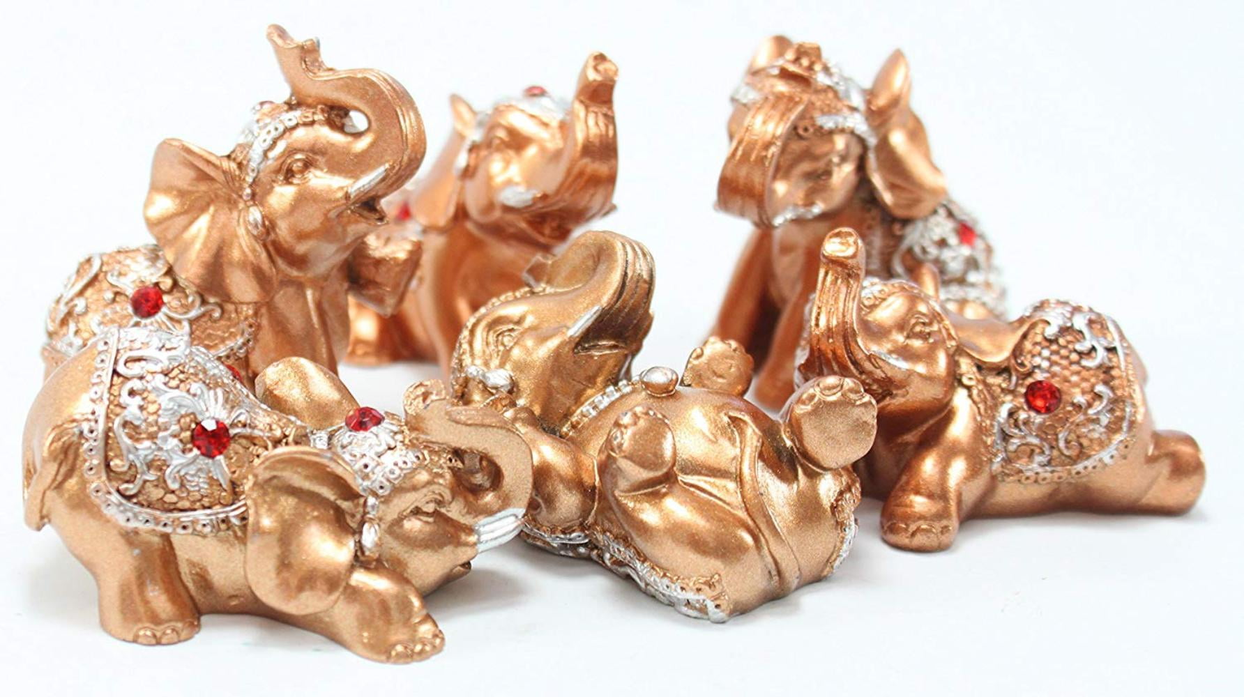 Cafolo Set of 6 pcs Gold Color Lucky Elephants Statues Feng Shui Figurine For Home & Office Decor Housewarming Birthday Congratulatory Holiday Gift Cafolo Set of 6 pcs Gold Color Lucky Elephants Statues Feng Shui Figurine For Home & Office Decor Housewarming Birthday Congratulatory Holiday Gift