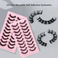 thumbnail image 3 of 10 pares de pestañas autoadhesivas reutilizables sin pegamento ni delineador de ojos TFixol  Negro y TY173-US, 3 of 7