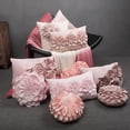thumbnail image 4 of JWH 3D Handmade Decorative Aesthetic 3D Velvet Flower Accent Pillow Case Floral Cushion Cover for  Room Decor Girl Gift 12x20inch in Dusty Pink, 4 of 10
