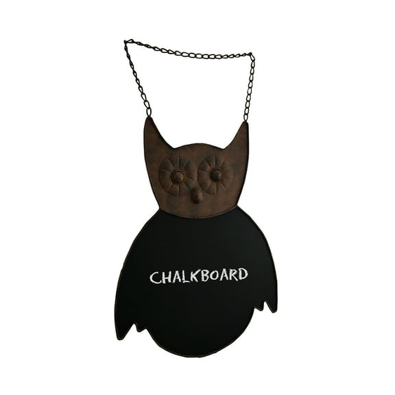 Zeckos Rustic Brown Finish Owl Metal Chalkboard Wall Hanging 21 inch