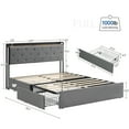 thumbnail image 3 of Full/Queen Size Bed Frame with 4 Storage Drawers and Charging Station, Velvet Upholstered Platform Bed Frame with Storage Headboard, USB Ports and Wooden Slats Support, No Box Spring Needed, Gray, 3 of 9