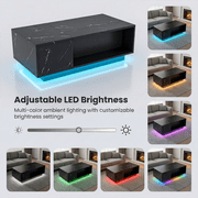 Lift-Top Coffee Table with Wireless Charging, Bluetooth Speaker, USB Ports & LED Lights, Black