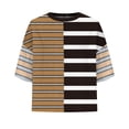 thumbnail image 4 of Tittly T Shirts for Women Spring Tops for Women Womens Summer Striped Shirts Casual Color Block Short Sleeve Tops Loose Fit Crew Neck Tees Tshirts Shirts Basic Tees Brown L, 4 of 9