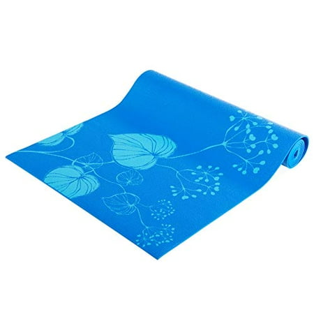 Tone Fitness Yoga Mat with Carry Strap  Blue Leaf